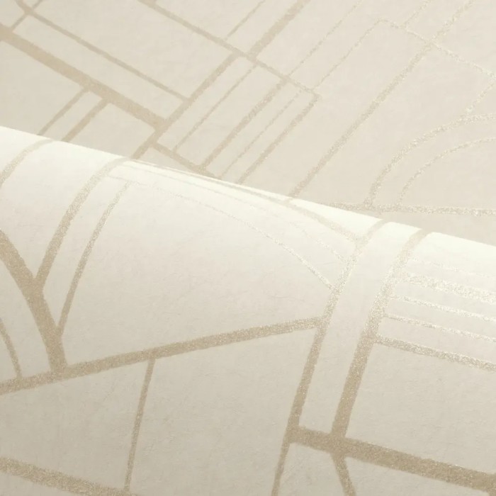 Casamance|Papier peint géométrique beige avec motif doré|Papier Peint