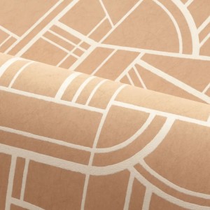 Caselio|Papel pintado geométrico dibujo artístico verde y beige|Geométrico 2