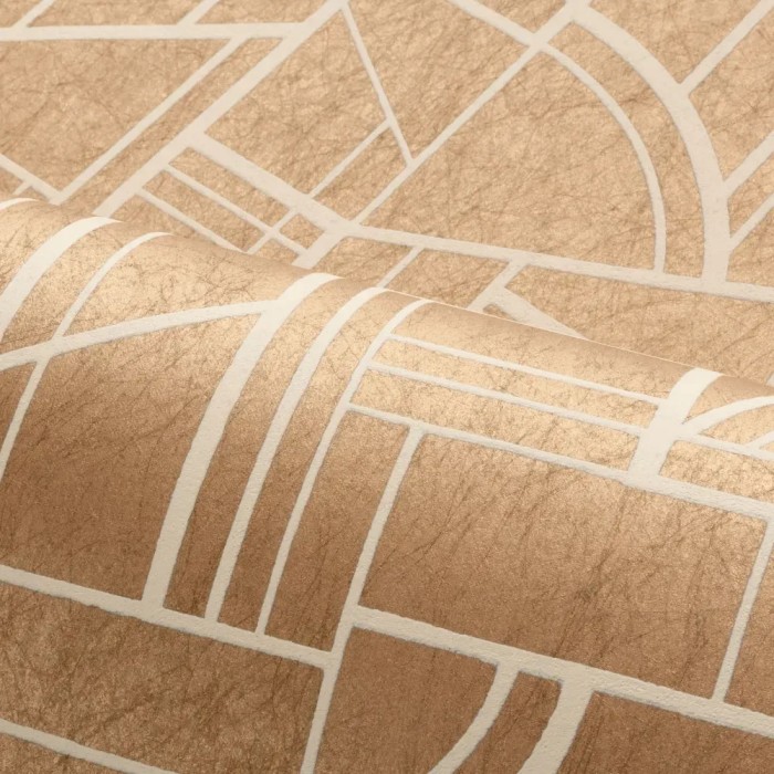 Casamance|Papier peint géométrique cuivre métallisé|Haut Gamme