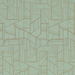Casamance|Papier peint géométrique vert et doré métallisé|Haut Gamme