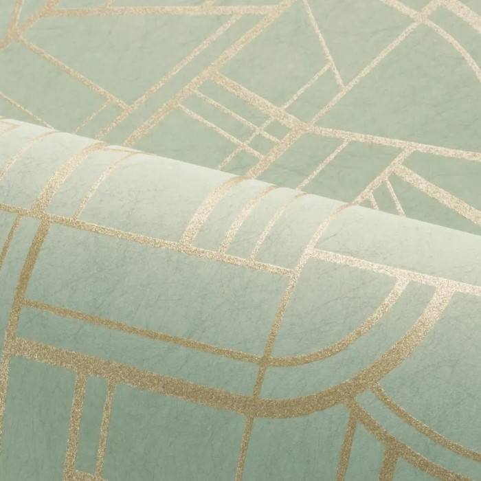 Casamance|Geometrische Tapete wassergrün-gold|Tapeten
