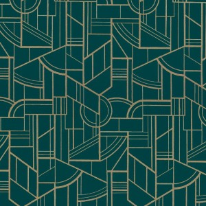 Casamance|Papier peint géométrique vert d’eau avec doré|Papier Peint