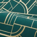 Casamance|Papier peint géométrique vert et doré métallisé|Haut Gamme