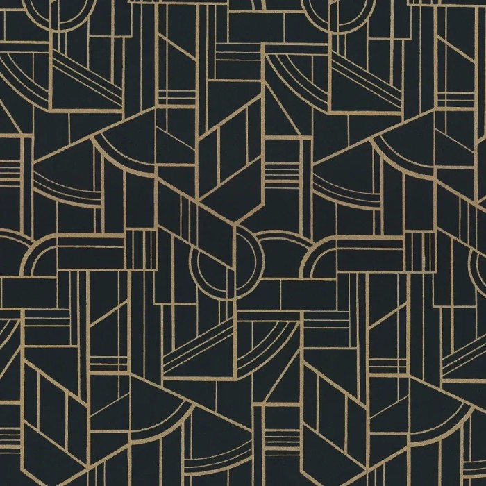 Casamance|Papel pintado geométrico negro y dorado sofisticado|Alta Gama