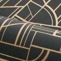 Casamance|Papier peint géométrique noir et doré sophistiqué|Haut Gamme