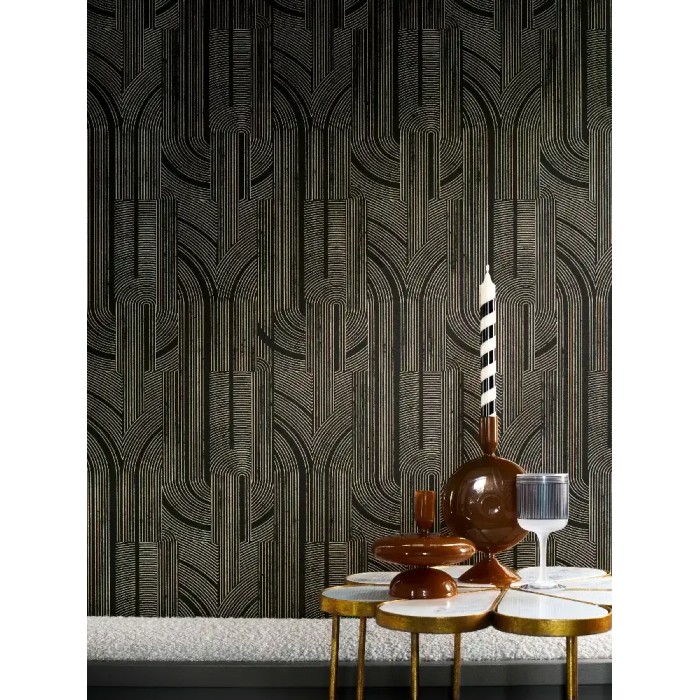 Casamance|Wallpaper Art Deco pearly khaki graphic|Minimalist