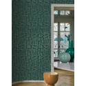 Casamance|Papier peint géométrique vert et doré métallisé|Haut Gamme