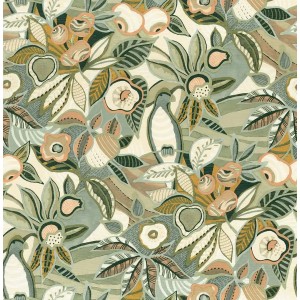 Casamance|Wallpaper Mexican brown Tehuana flowers|High-End