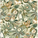 Casamance|Papier peint mexicain vert fleurs Tehuana|Haut Gamme