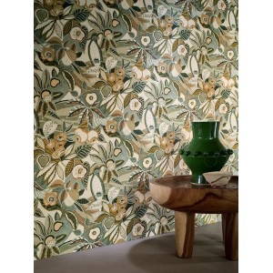 Casamance|Wallpaper Mexican brown Tehuana flowers|High-End 2