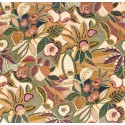 Casamance|Wallpaper Mexican khaki and ochre Tehuana flowers|Wallpaper