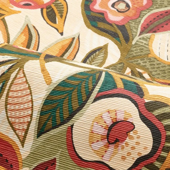 Casamance|Mexikanische Tapete khaki-ocker Tehuana-Blumen|Tapeten