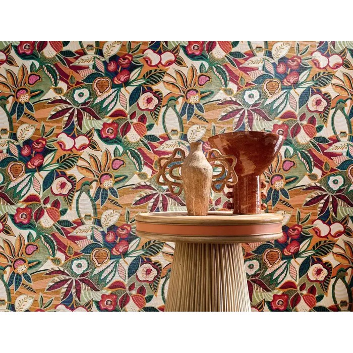 Casamance|Wallpaper Mexican multicolor Tehuana flowers|High-End