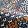 Casamance|Papel pintado mexicano azul flores y motivos geométricos|Alta Gama