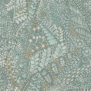 Casamance|Wallpaper Mexican multicolor flowers and geometric leaves|High-End