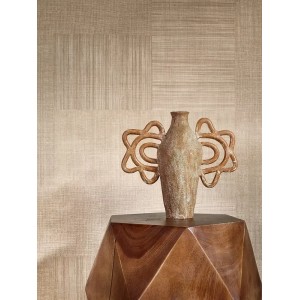 Casamance|Wallpaper ethnic almond green textile patchwork|Checkered 2