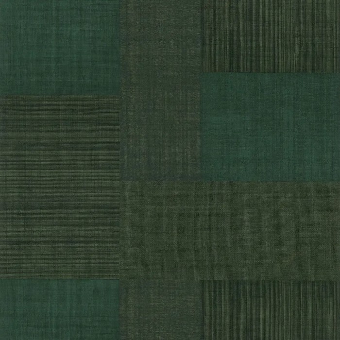 Casamance|Papel pintado étnico verde mosaico textil|Alta Gama