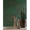 Casamance|Papel pintado étnico verde mosaico textil|Alta Gama
