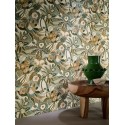 Casamance|Wallpaper Mexican khaki and ochre Tehuana flowers|Wallpaper