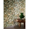 Casamance|Wallpaper Mexican khaki and ochre Tehuana flowers|Wallpaper