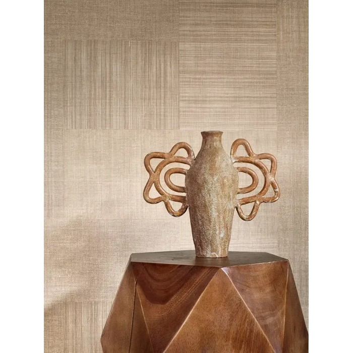 Casamance|Wallpaper ethnic cactus green textile mosaic|Fabric Imitation