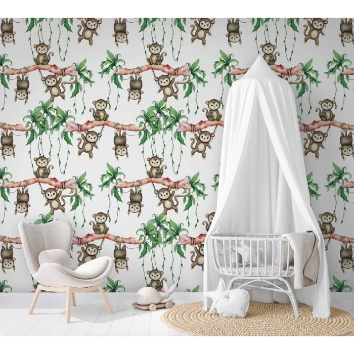 Marburg|Kinderwandbild verspielte Affen in Bäumen|Wandbild