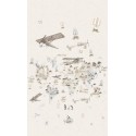 Marburg|Mural infantil mapamundi beige con aviones y animales|Murales de Pared