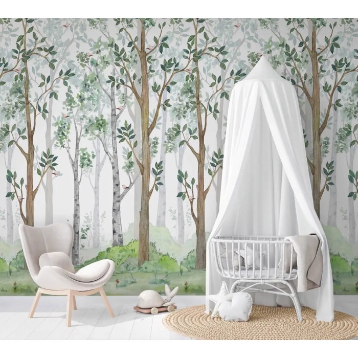 Marburg|Kinderwandbild Wald mit Vögelchen in Bäumen|Wandbild