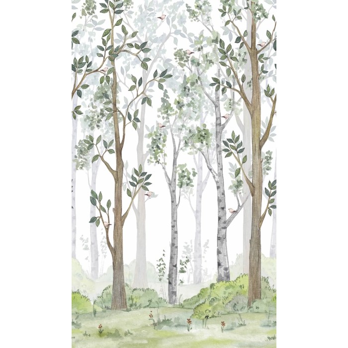 Mural infantil bosque con pajarillos en árboles - Marburg Kids Walls 45869