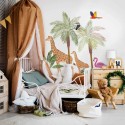 Marburg|Papier peint panoramique enfant girafes et oiseaux tropicaux avec palmiers|Panoramiques