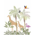 Marburg|Papier peint panoramique enfant girafes et oiseaux tropicaux avec palmiers|Panoramiques