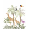Marburg|Papier peint panoramique enfant girafes et oiseaux tropicaux avec palmiers|Panoramiques