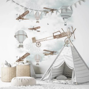 As Creation|Papier Peint pour enfants avec étoiles et animaux sur fond blanc|Enfants