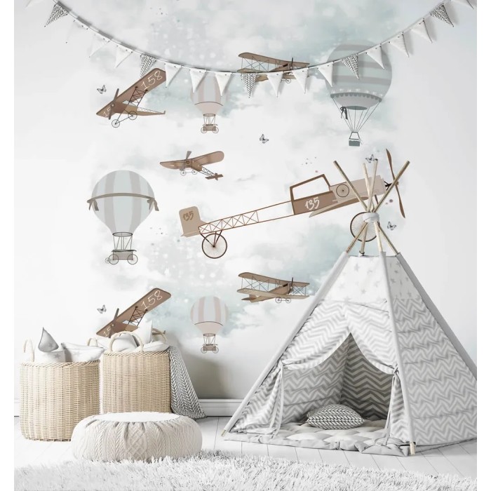 Marburg|Kids mural hot air balloons and planes|Wallmurals