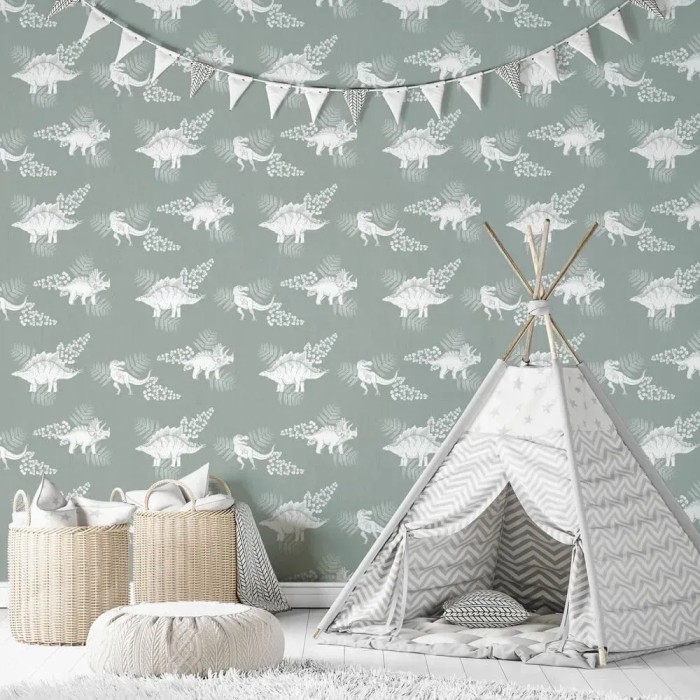 Papel pintado infantil dinosaurios verde - Marburg Kids Walls 45801