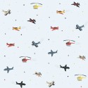 Marburg|Wallpaper children's blue airplanes and helicopters|Children's