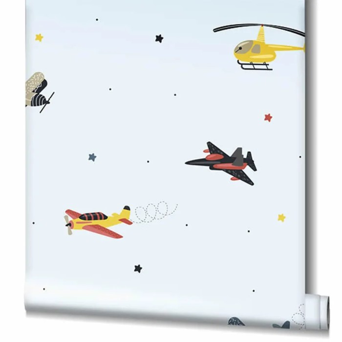 Marburg|Papel pintado infantil aviones y helicópteros azul|Infantil