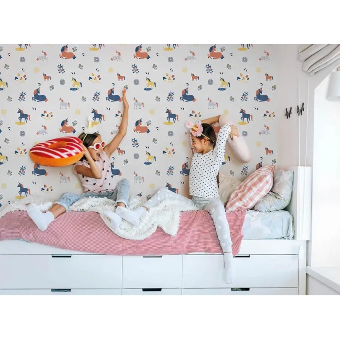 Marburg|Papier Peint pour enfants licornes beige crème|Enfants