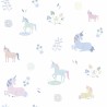 Marburg|White children's wallpaper with unicorns and flowers|Children's
