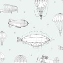 Marburg|Papel pintado infantil verde pastel globos aerostáticos|Infantil