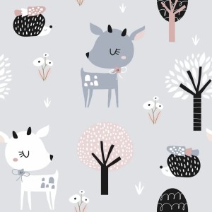 Cristiana Masi|Papier Peint pour enfants, animaux de la forêt bleu-vert|Enfants