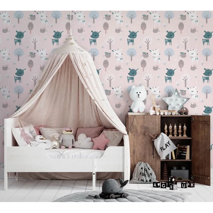 Marburg|Papier Peint enfant rose pastel cerfs amoureux|Enfants