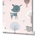 Marburg|Pastel pink children's wallpaper with deer in love|Children's