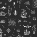 Marburg|Papier peint motifs marins noir|Enfants