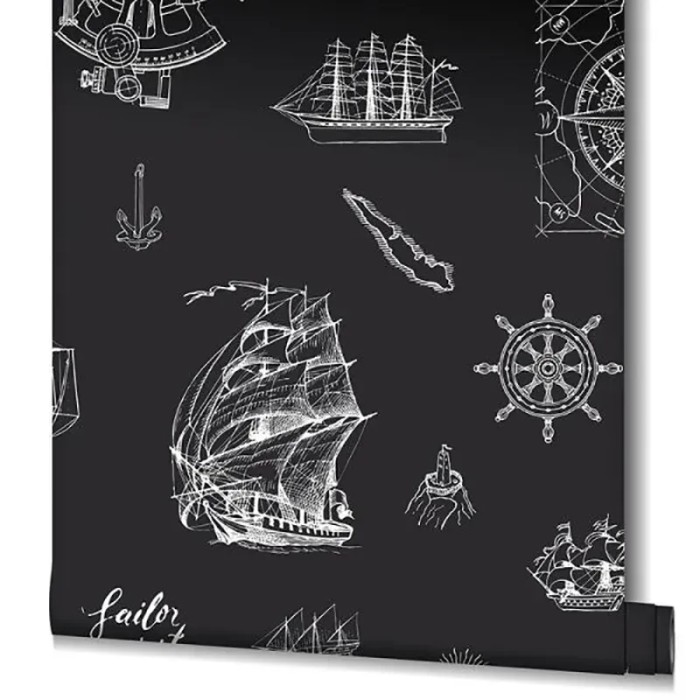 Marburg|Wallpaper with nautical motifs in black|Children's