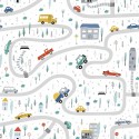 Marburg|Mehrfarbige Kinder-Tapete mit Autos in der Stadt|Kindertapete