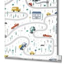 Marburg|Papel pintado infantil multicolor coches en la ciudad|Infantil