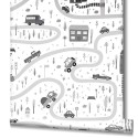 Marburg|Graue Kinder Tapete mit Autos in der Stadt|Kindertapete