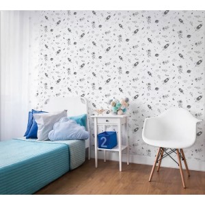 Marburg|Weiße Kinder-Tapete mit Füchsen, Rehen, Bären|Kindertapete 2