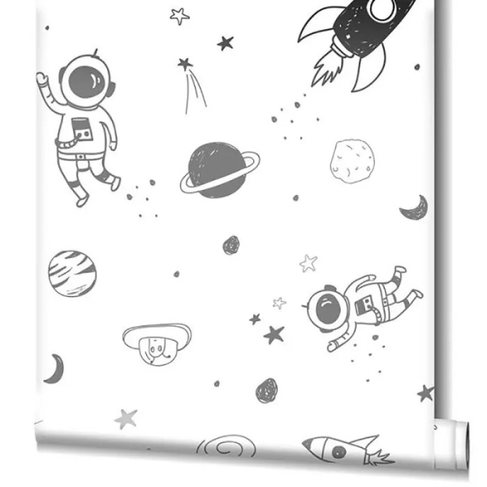 Marburg|Papel pintado infantil blanco y negro astronautas|Infantil
